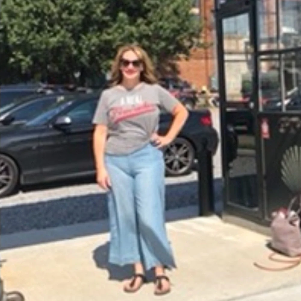 J. Crew Gray Firecracker T-Shirt with Red Print M